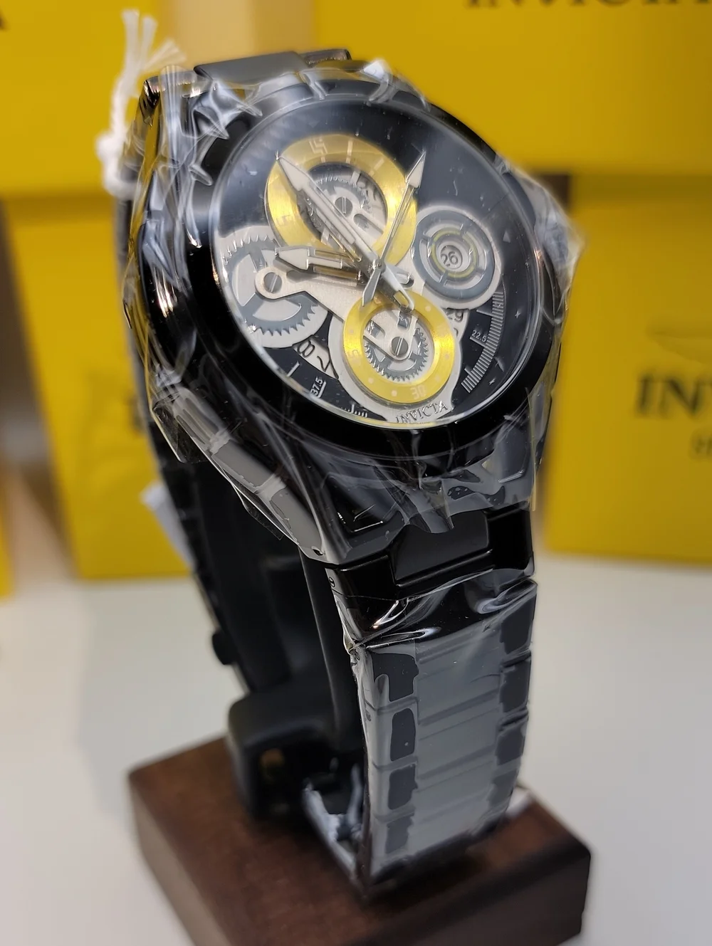 NEW 🏁 Invicta S1 Rally Men's 44mm Black  Gold Stainless Steel Watch 79009